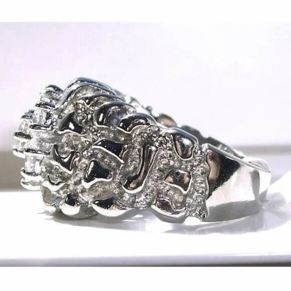 STAINLESS STEEL Men's Nugget CZ Cluster Ring - Picture 7 of 11
